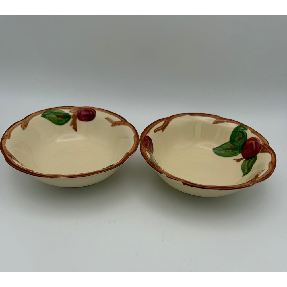 Franciscan Earthenware Apple Pattern Cereal Bowls Set of 2 Vintage USA Made 6in